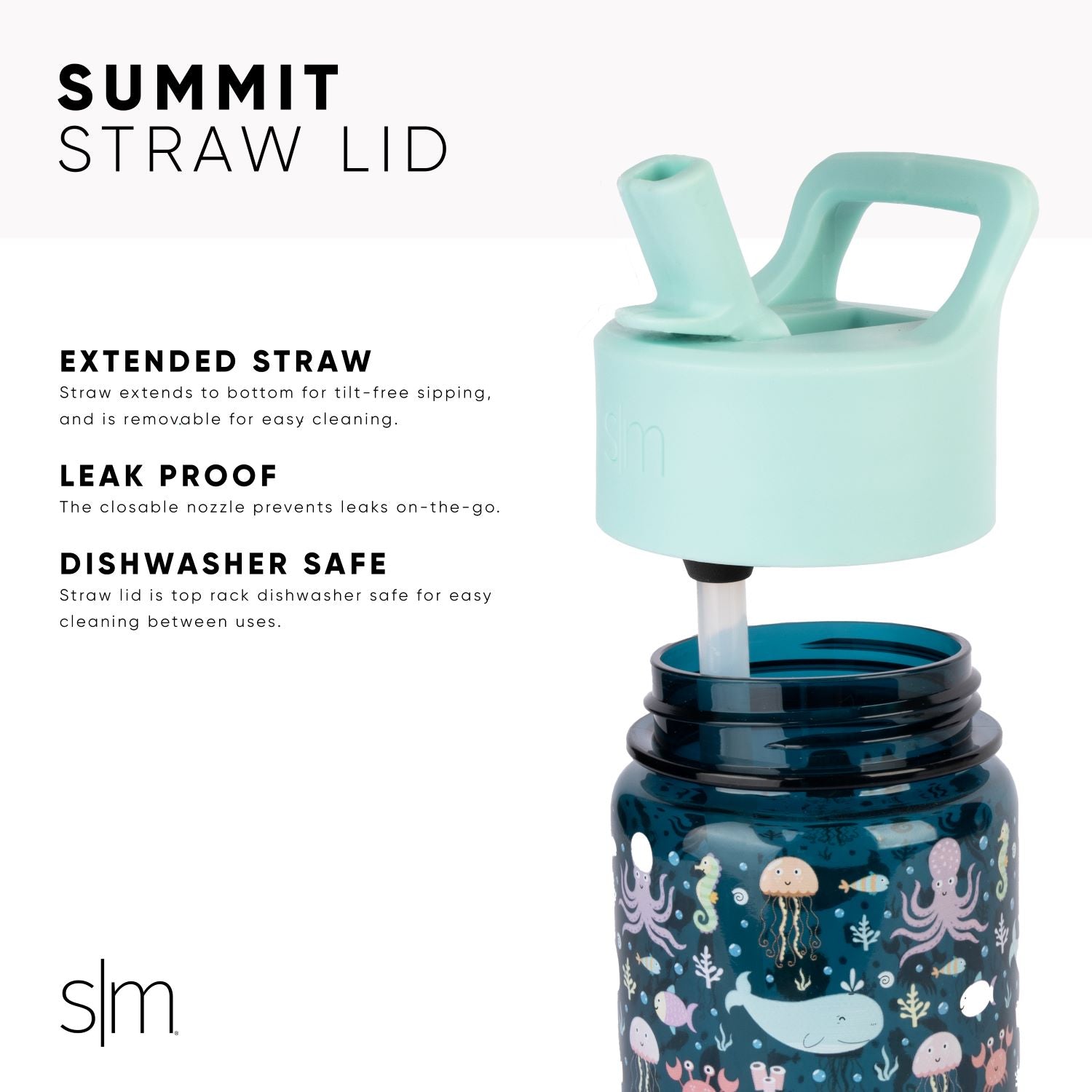 Summit Kids Plastic Water Bottle with Straw Lid - Image 2