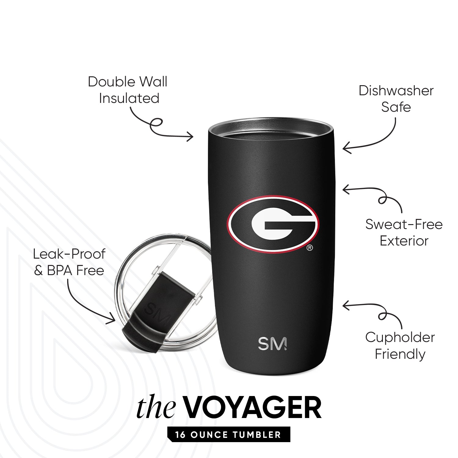Collegiate Voyager Tumbler with Clear Flip Lid & Straw - Image 2