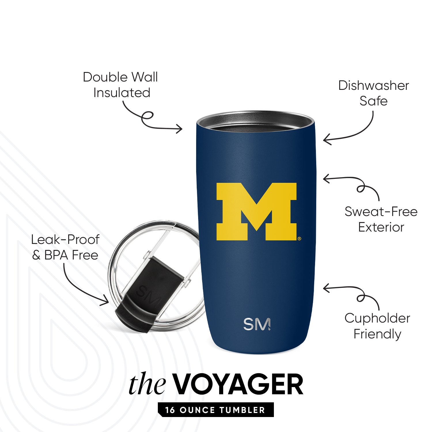 Collegiate Voyager Tumbler with Clear Flip Lid & Straw - Image 2