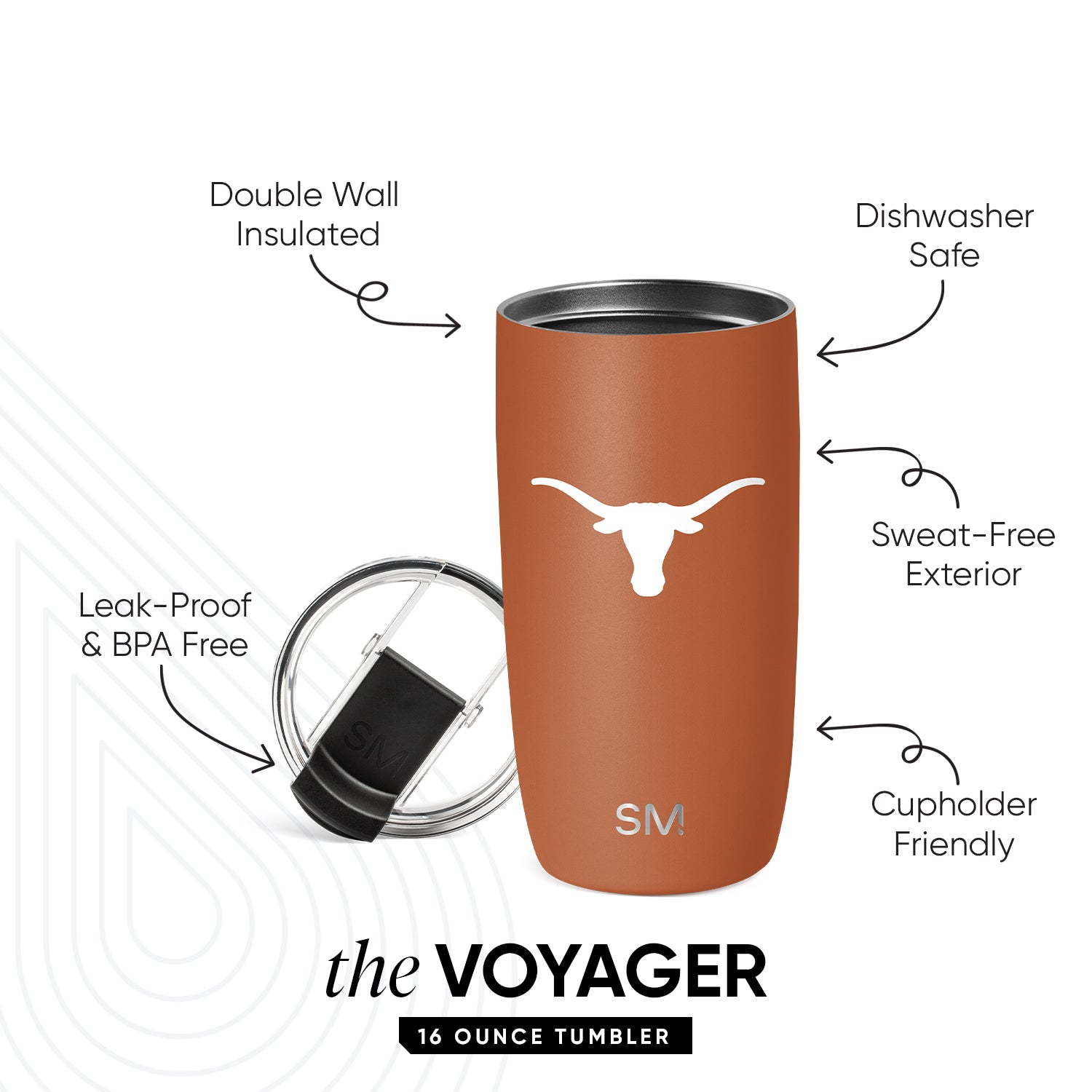 Collegiate Voyager Tumbler with Clear Flip Lid & Straw - Image 2