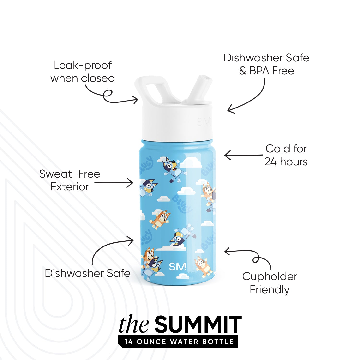 Summit Kids Water Bottle with Straw Lid - Image 2