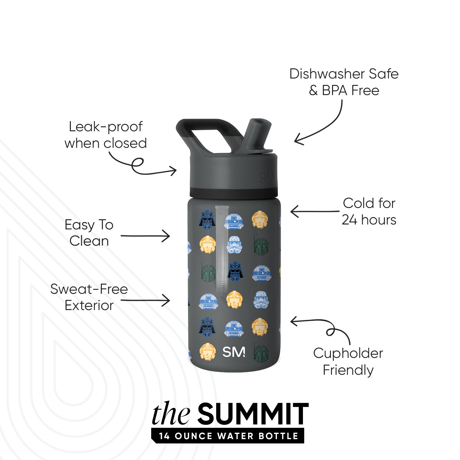 Summit Kids Water Bottle with Straw Lid - Image 2