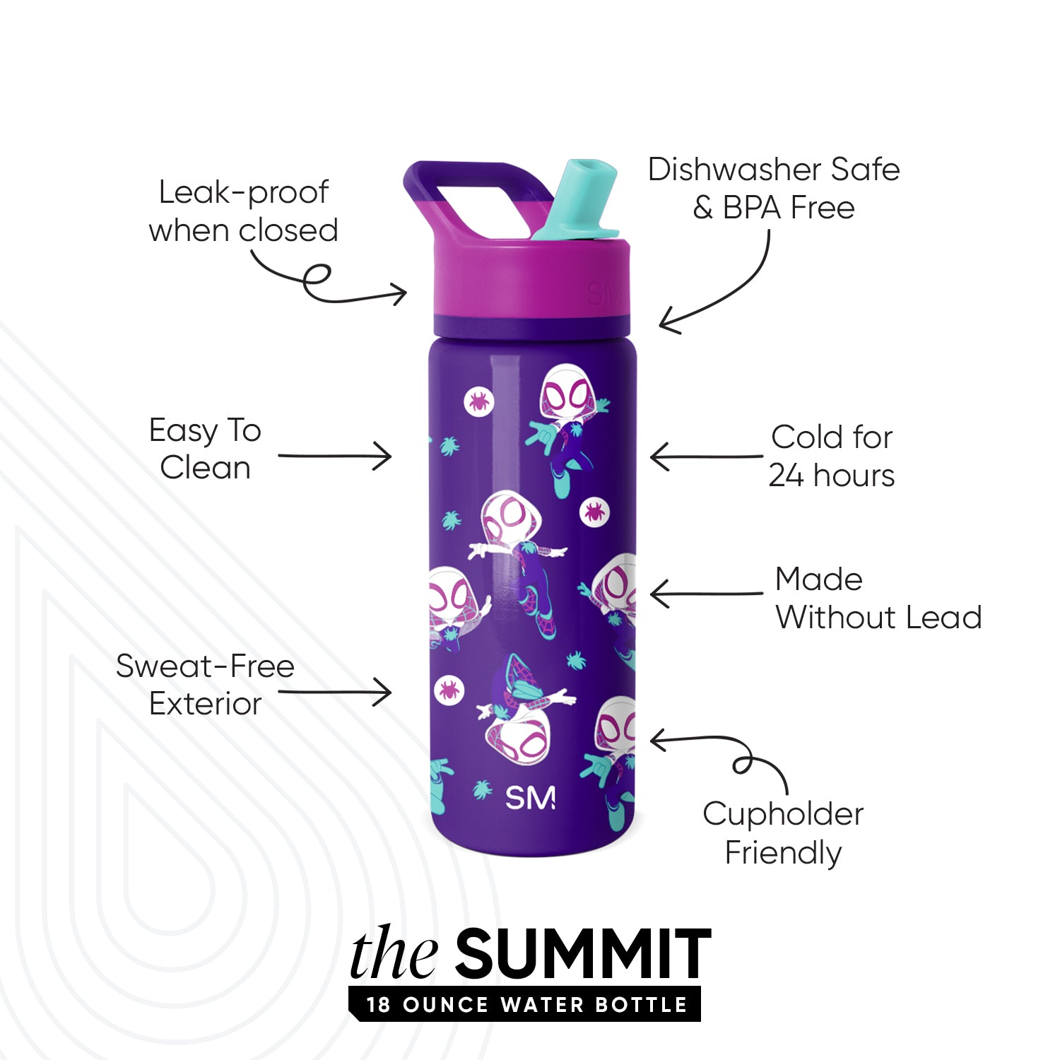 Summit Kids Water Bottle with Straw Lid - Image 2